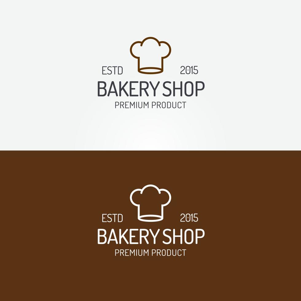 bakkerij winkel logo set met toque moderne lijnstijl vector