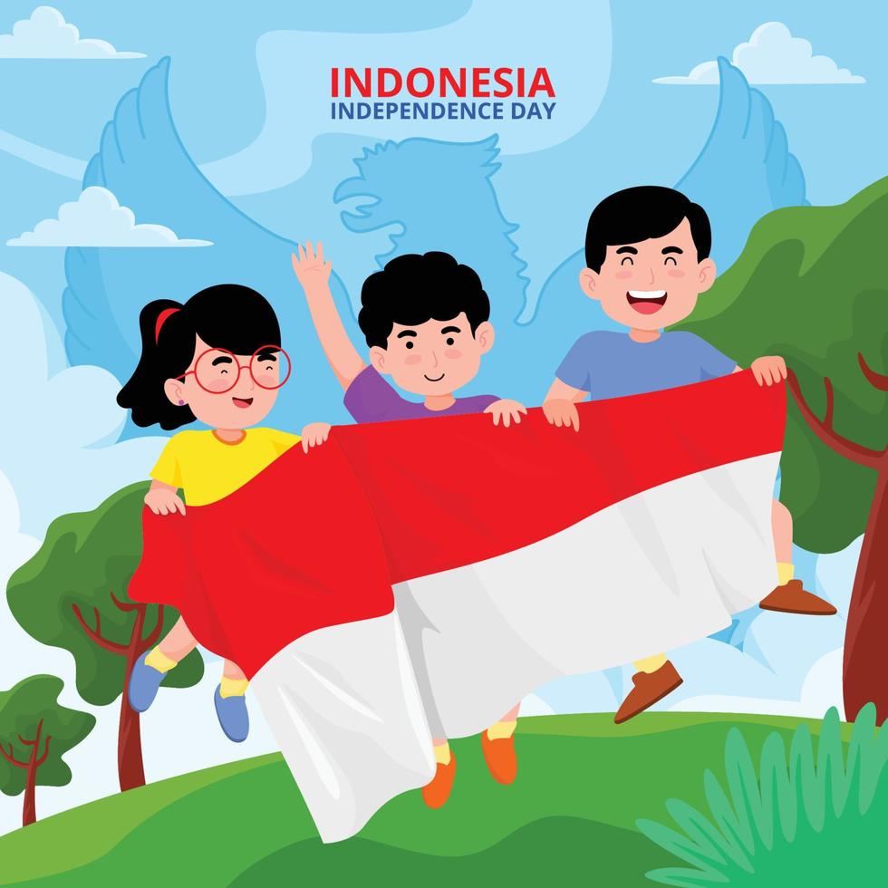 gelukkig indonesië onafhankelijkheidsdag concept vector