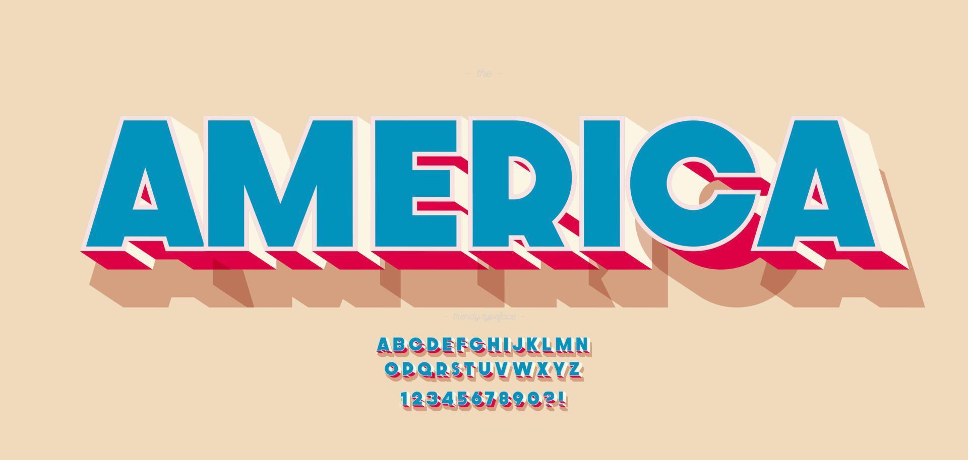 vector amerika lettertype 3d kleurstijl