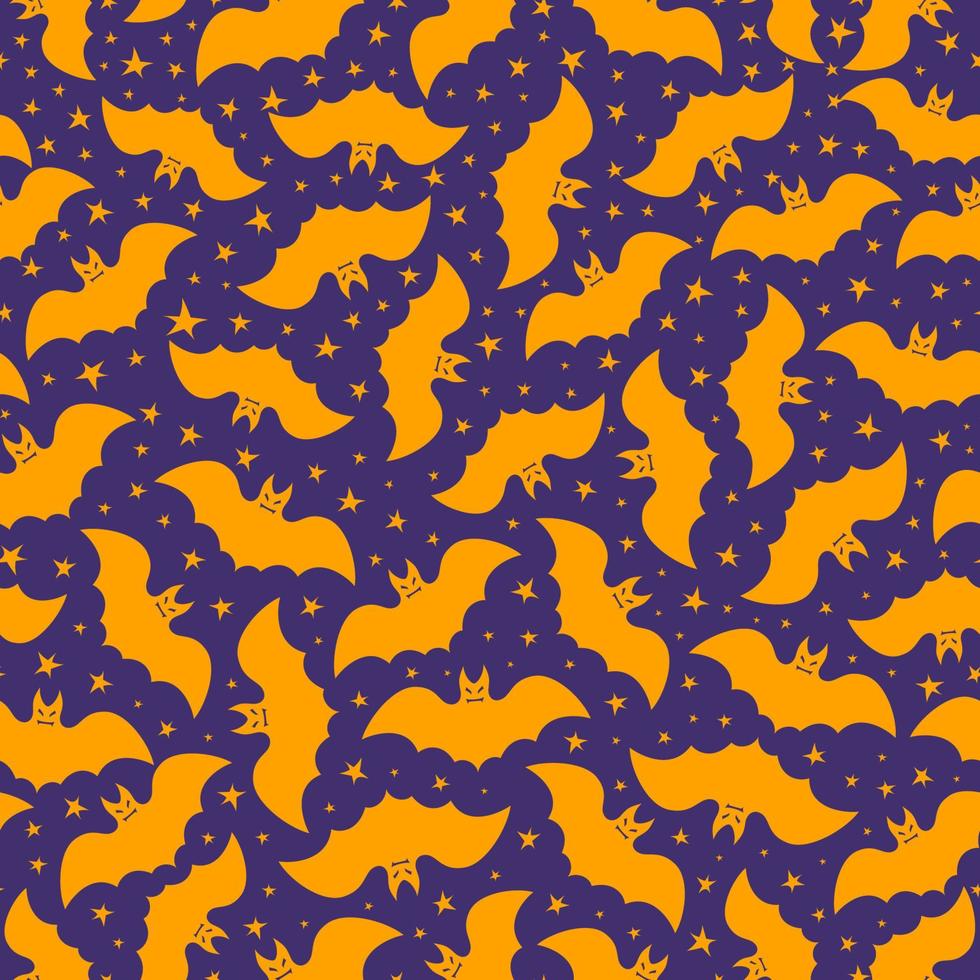 Halloween naadloze patroon vleermuis gele kleur op lila achtergrond vector
