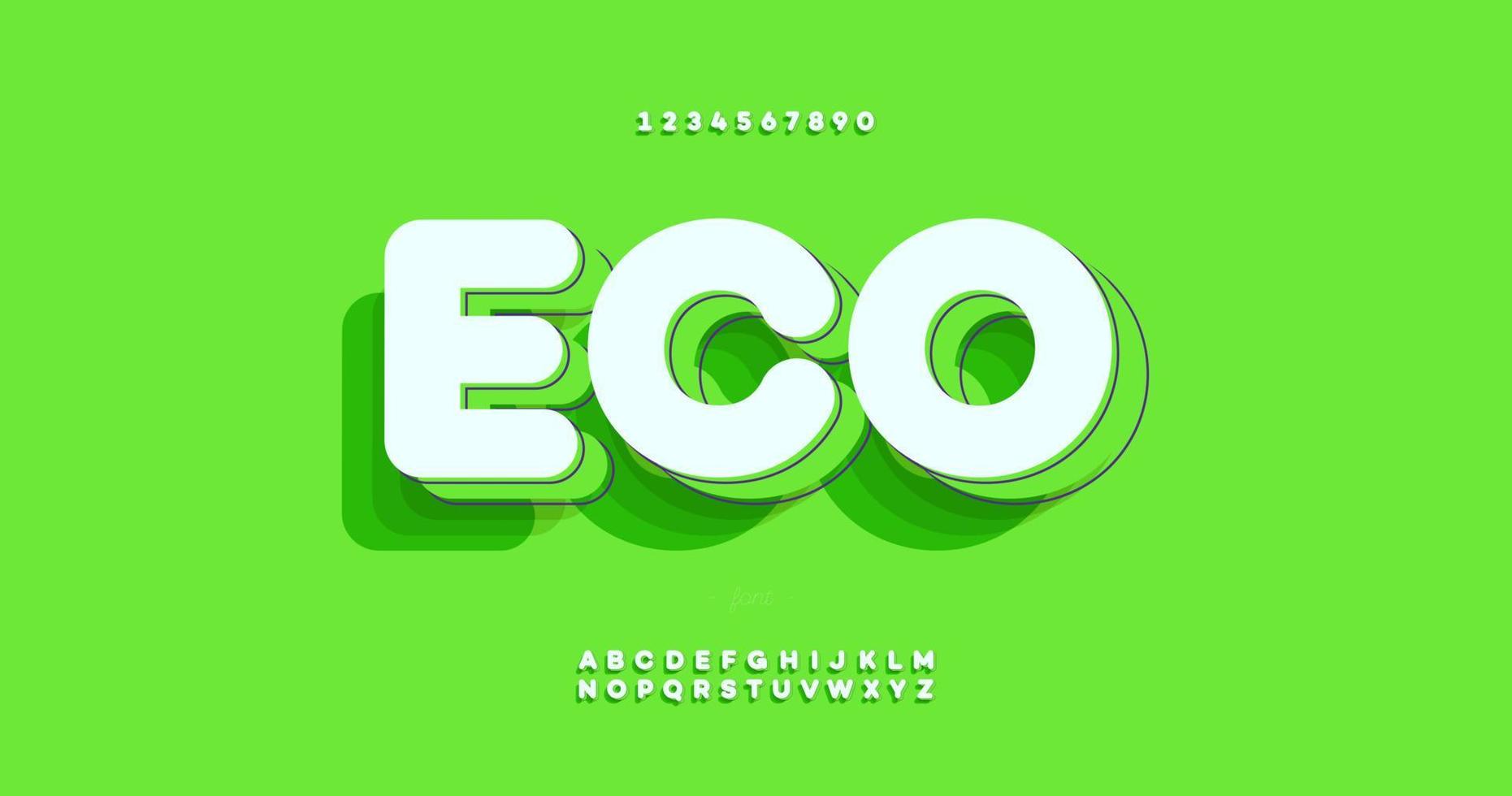 vector eco lettertype 3d vetgedrukte kleurstijl