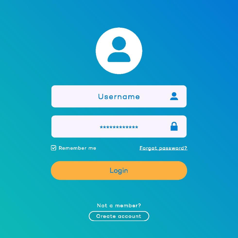 vector login formulier paginasjabloon op trendy verloop achtergrond