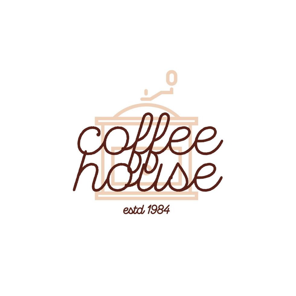koffiehuis logo met koffiezetapparaat geïsoleerd op een witte achtergrond voor markt, cafe vector