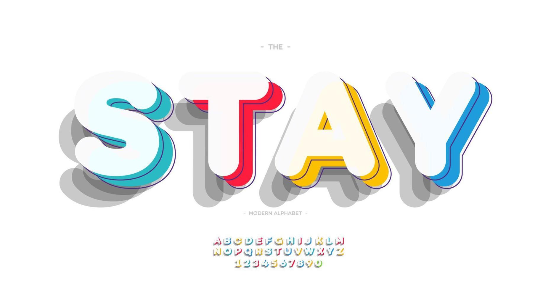 vector lettertype 3d vetgedrukte kleurstijl