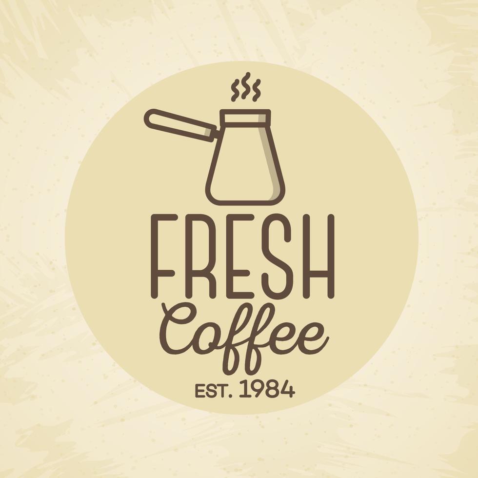 verse koffie logo met kop lijnstijl geïsoleerd op de achtergrond voor café, coffeeshop, restaurant vector
