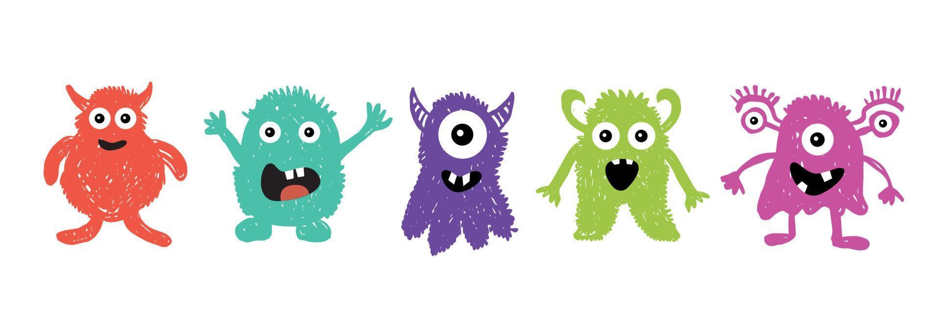 monsterset, met de hand getekende illustratie. vector