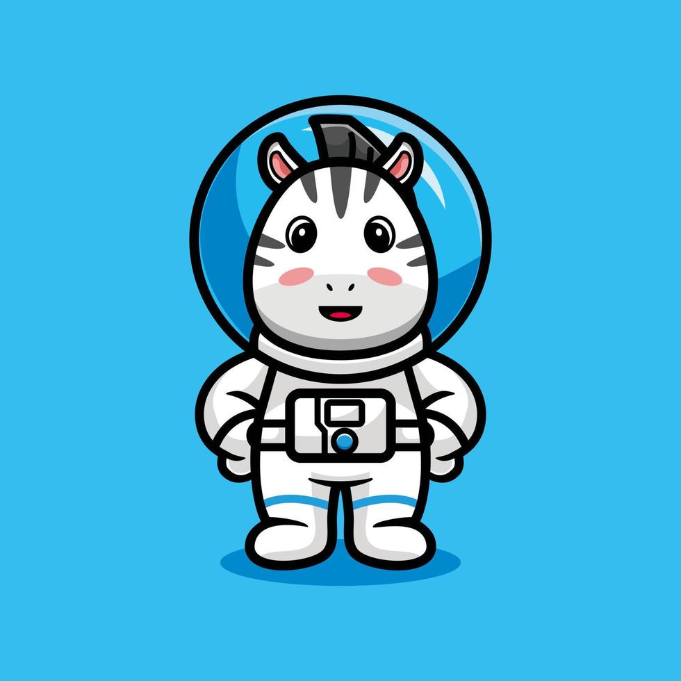 schattig zebra paard astronaut staande cartoon vector, dier wetenschap concept geïsoleerde premium vector