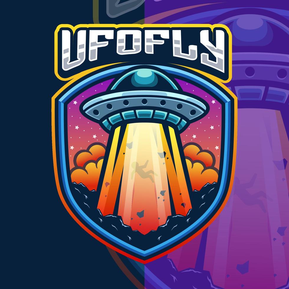 ufo invasie mascotte logo sjabloon vector