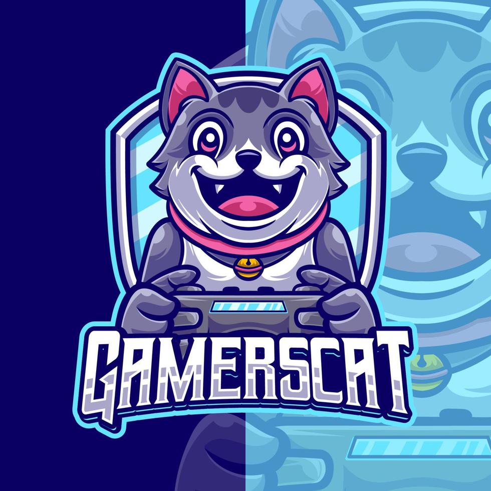 kat gaming mascotte karakter logo sjabloon vector