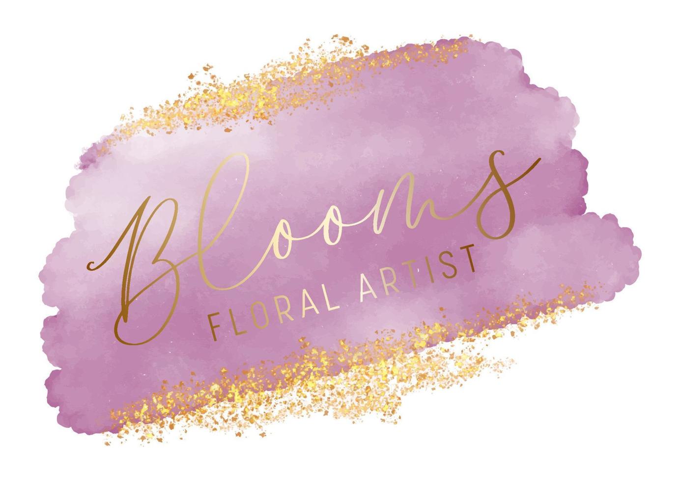 elegant aquarellogo met gouden glitterelementen vector