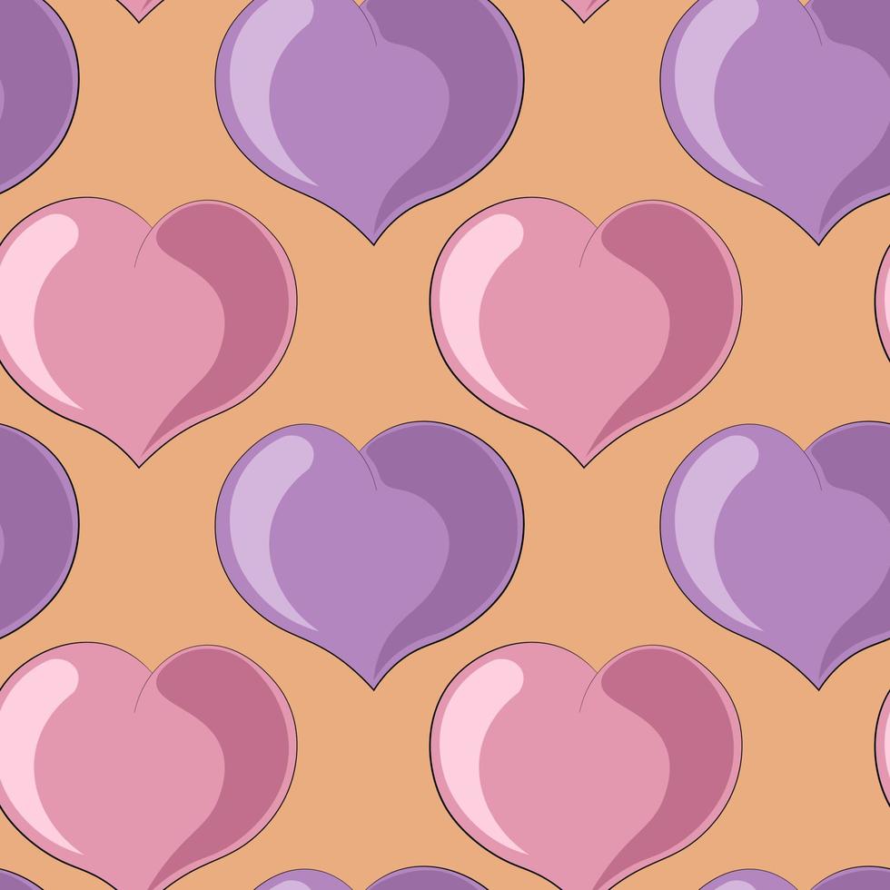 naadloos vectorpatroon met paars en roze hart vector