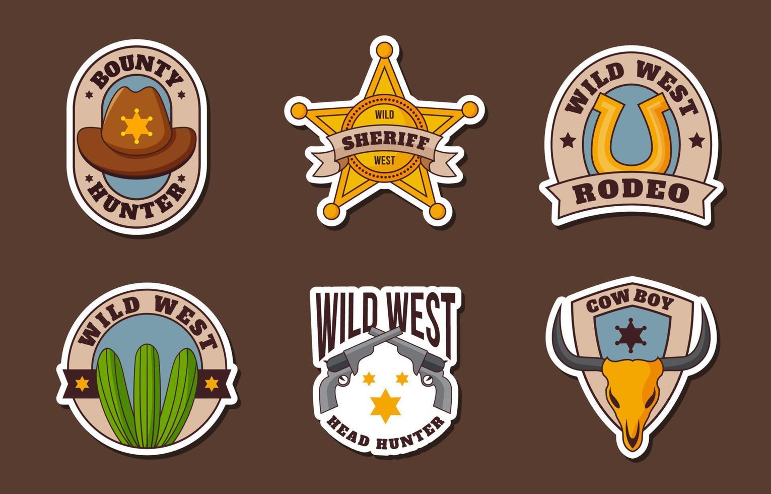 wilde wilde westen cowboy badge vector