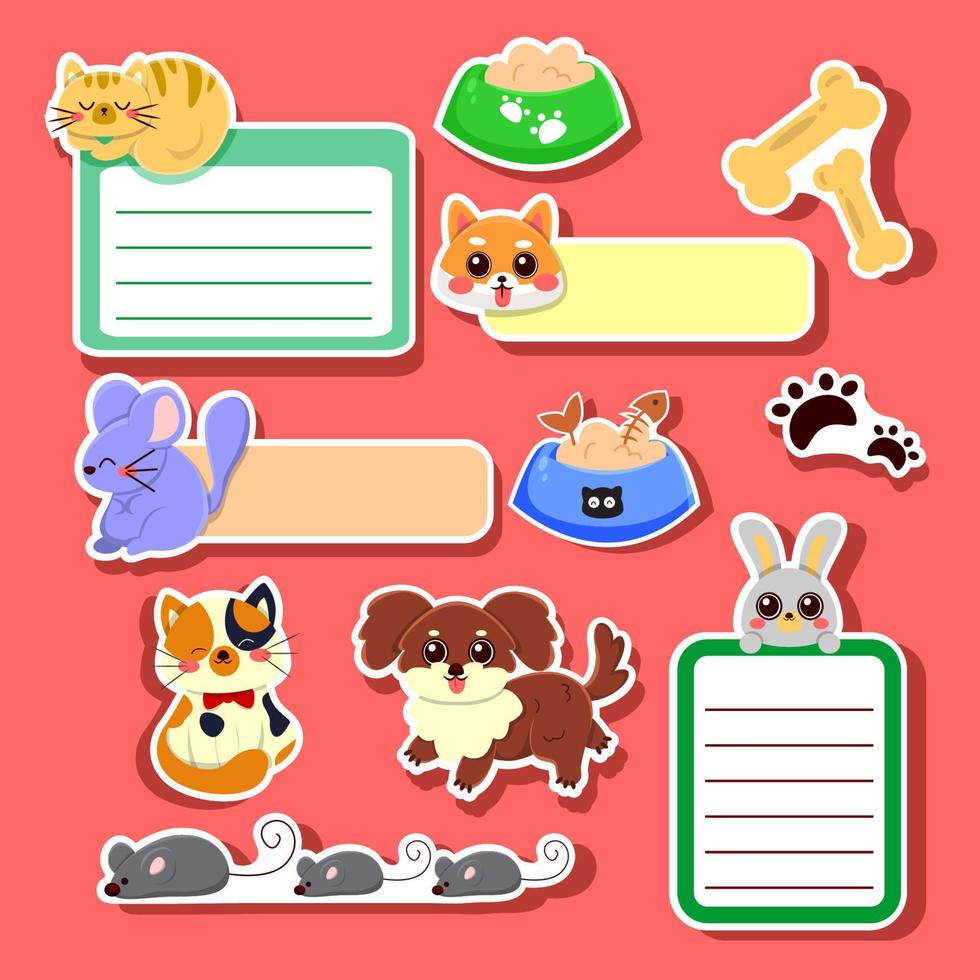 leuke dierenvrienden dagboek sticker vector