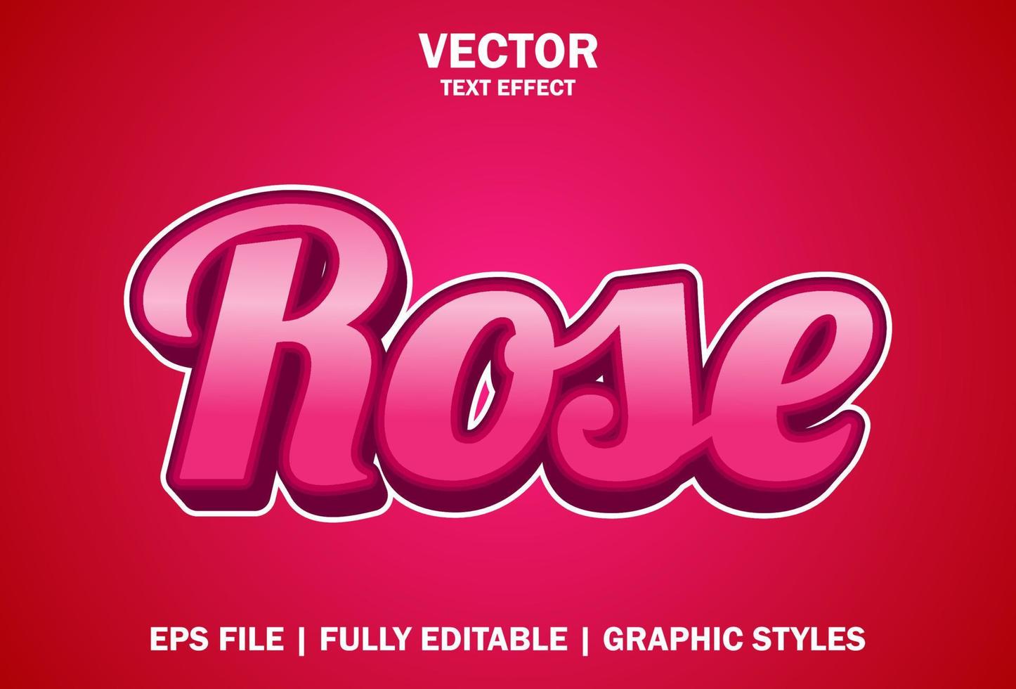 roos teksteffect met roze kleur bewerkbaar. vector