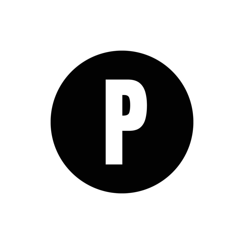 letter p met cirkel. solide pictogramstijl. geschikt voor parkeerplaats symbool. eenvoudig ontwerp bewerkbaar. ontwerp eenvoudige illustratie vector