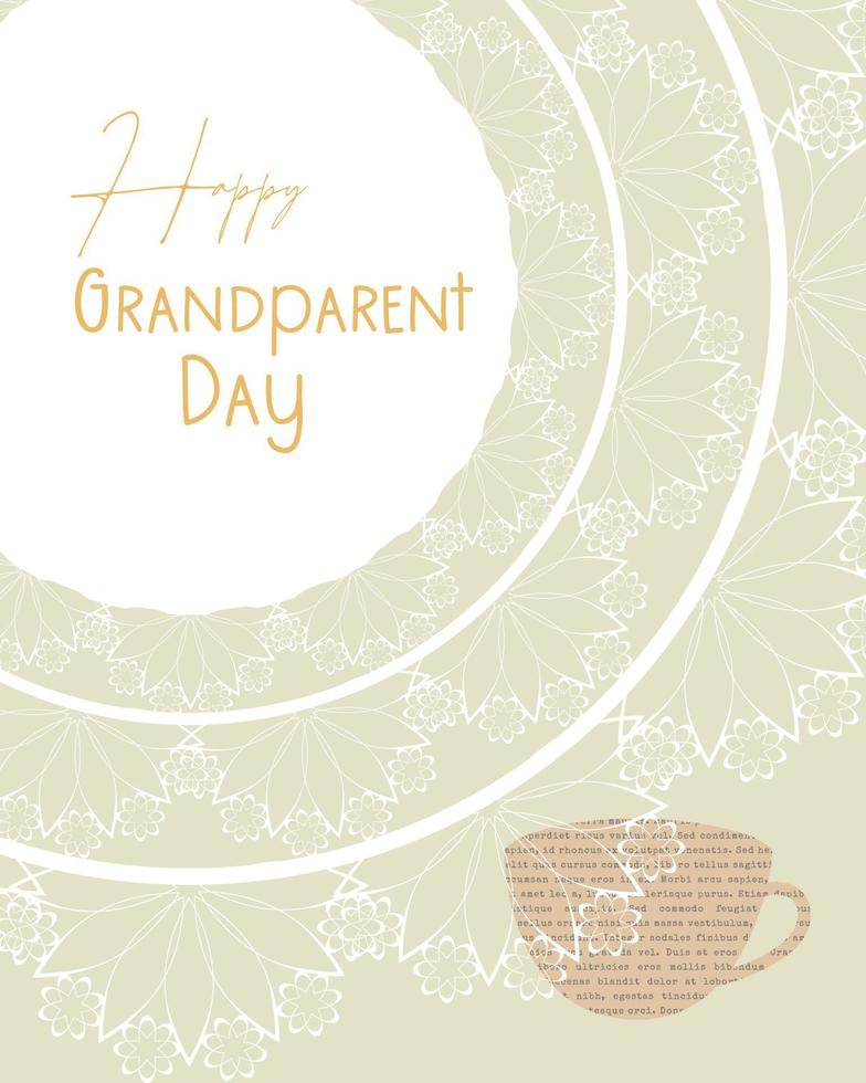 gelukkige grootouders dag briefkaart groet in vintage scrapbooking collage stijl, koffie thee en kant kleedje. vector