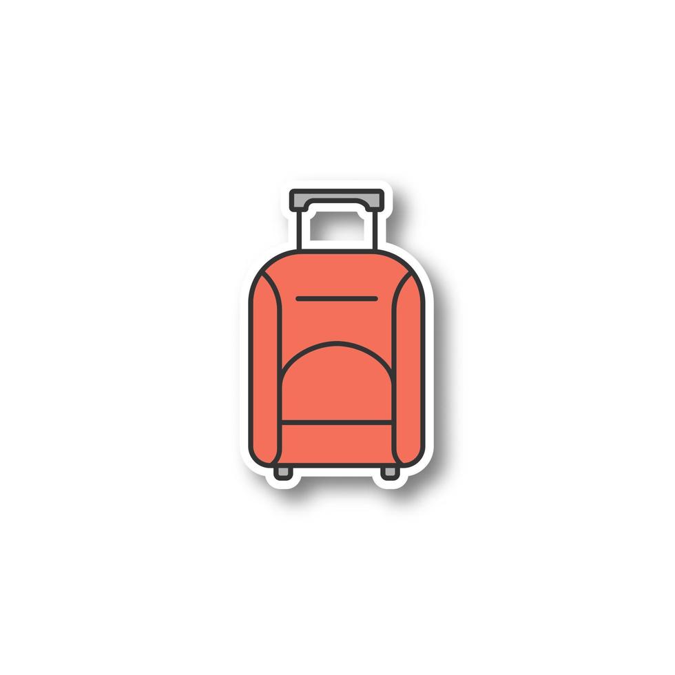 bagage patch. bagage. reistas op wieltjes met handvat. kleur sticker. vector geïsoleerde illustratie