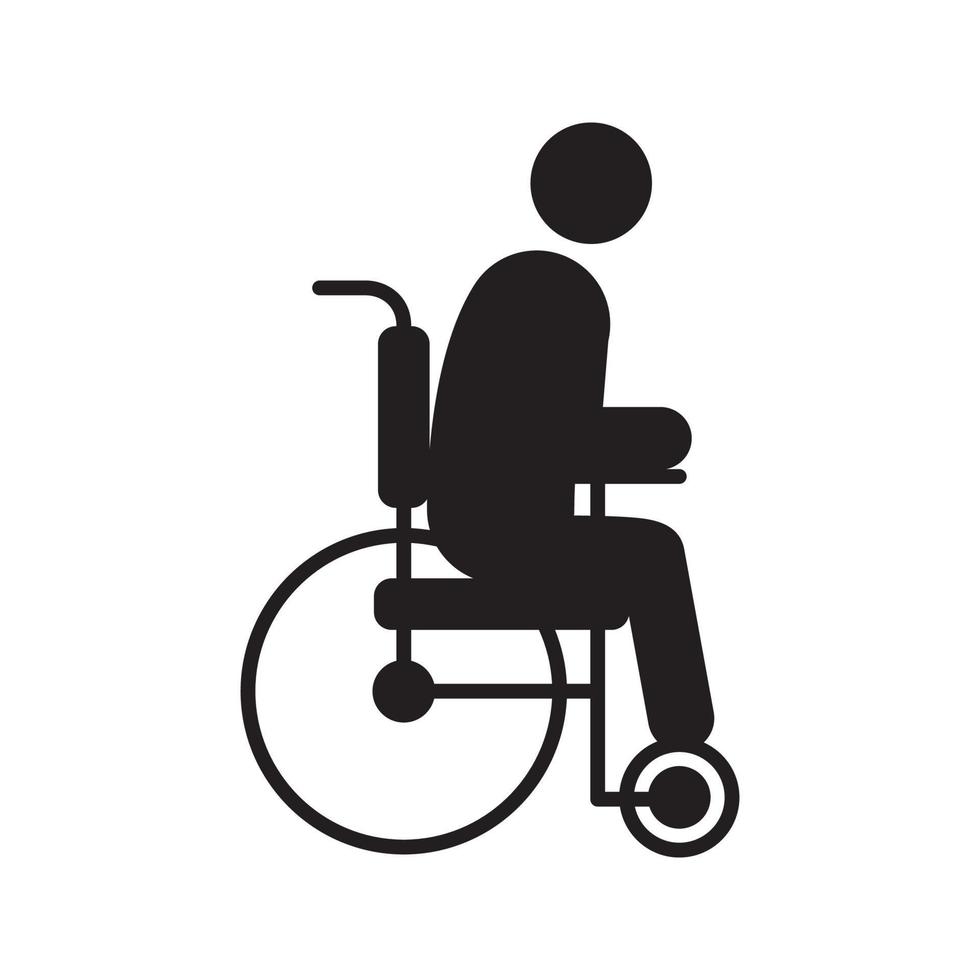 gehandicapte persoon in rolstoel silhouet icoon. handicap symbool. geïsoleerde vectorillustratie vector