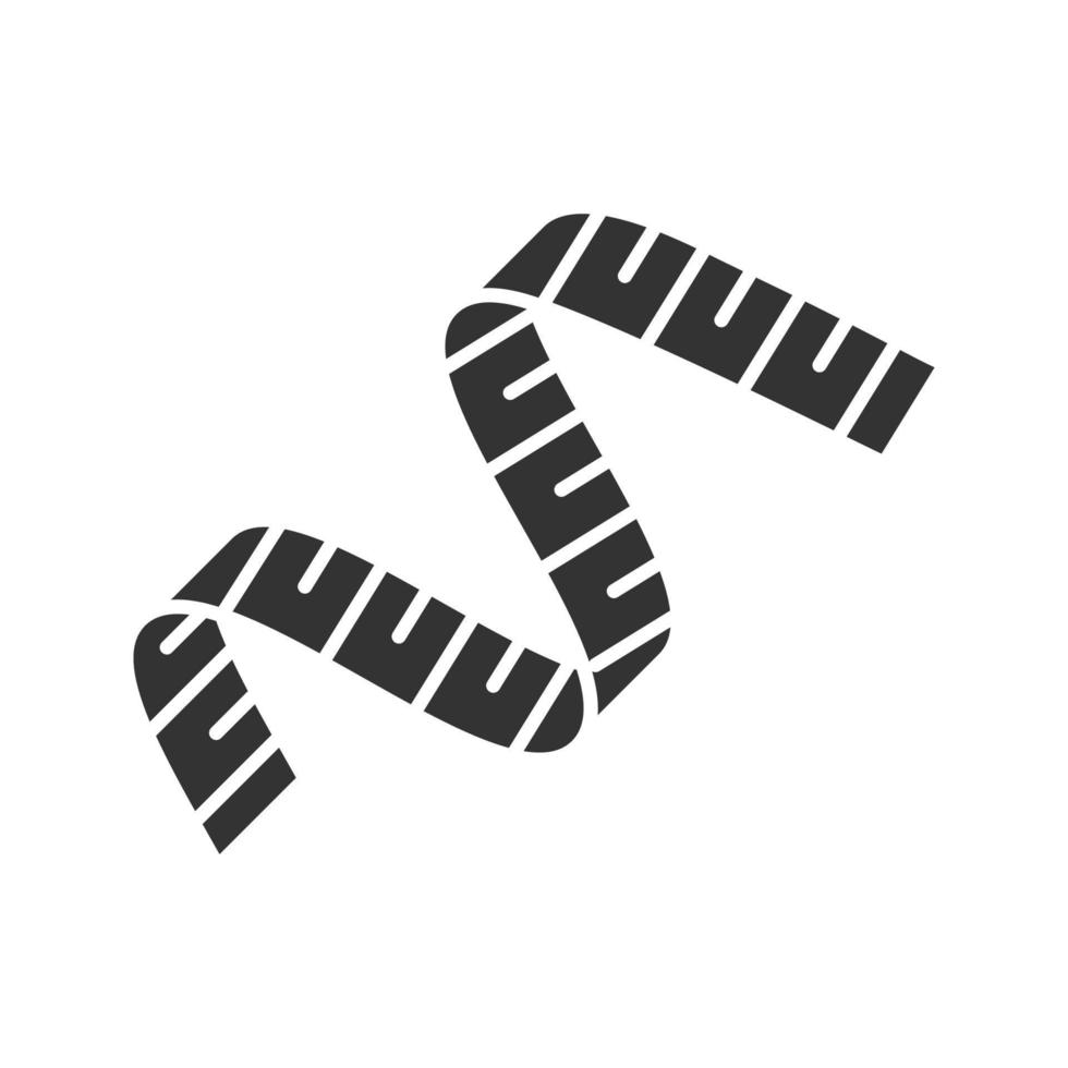 meetlint glyph pictogram. naai meter. silhouet symbool. negatieve ruimte. vector geïsoleerde illustratie