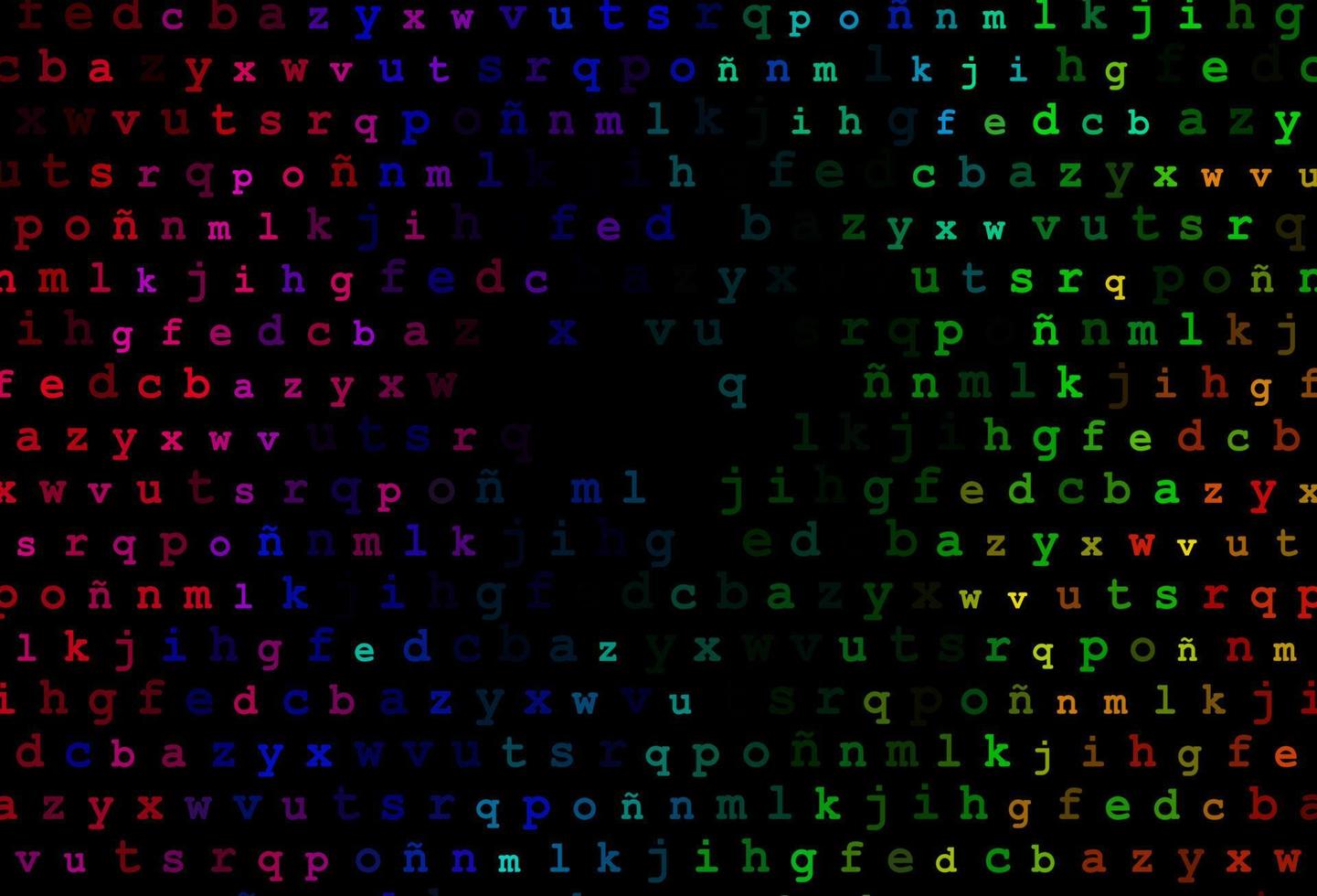 donkere veelkleurige, regenboog vector sjabloon met geïsoleerde letters.