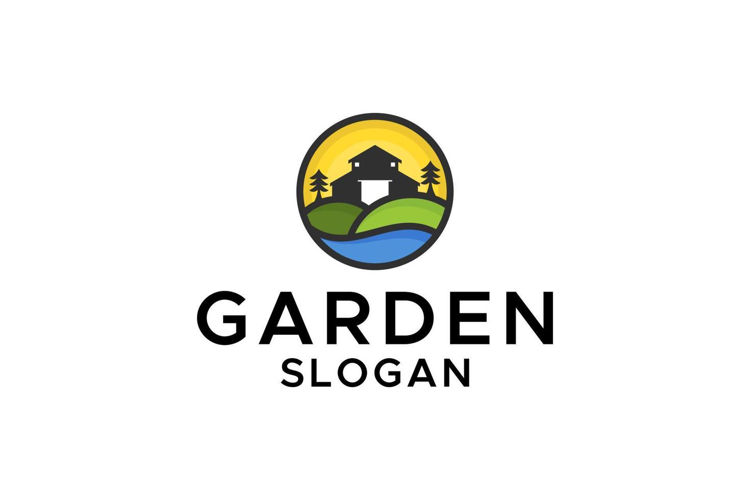 tuin en huis uitzicht logo vector