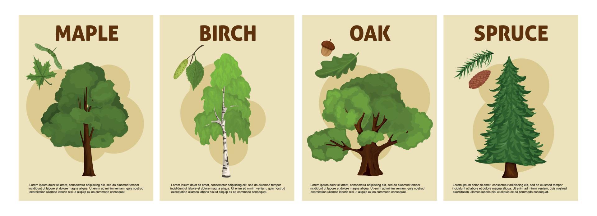 bomen verticale posters set vector