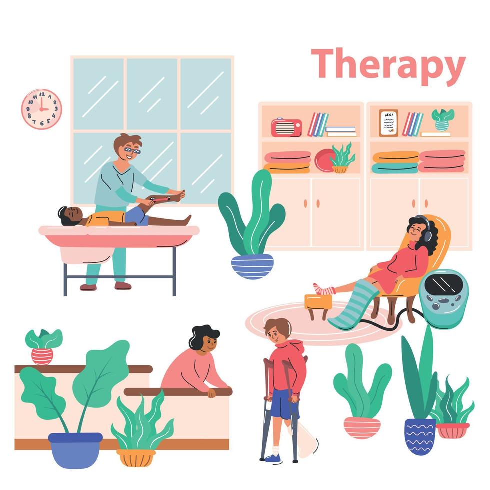 illustratie fysiotherapie en revalidatie vector