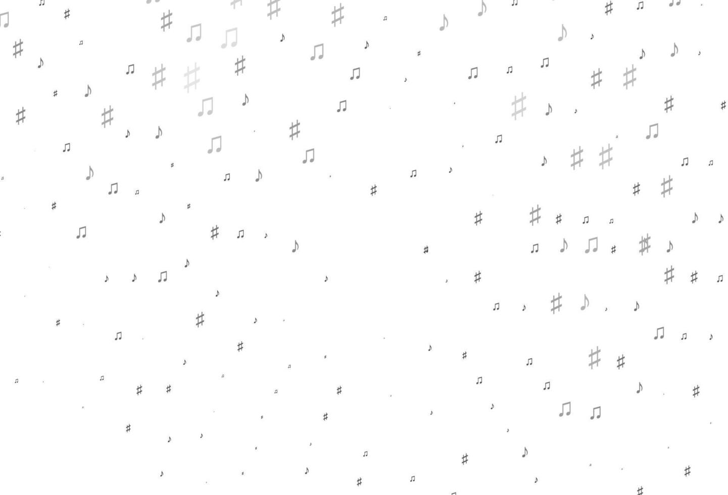licht zilver, grijze vector achtergrond met muziek symbolen.