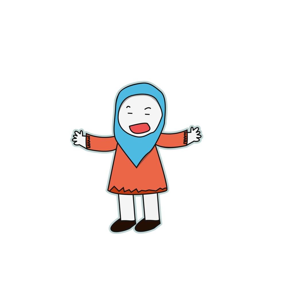 schattig hijab meisje platte cartoon premium vector. vector