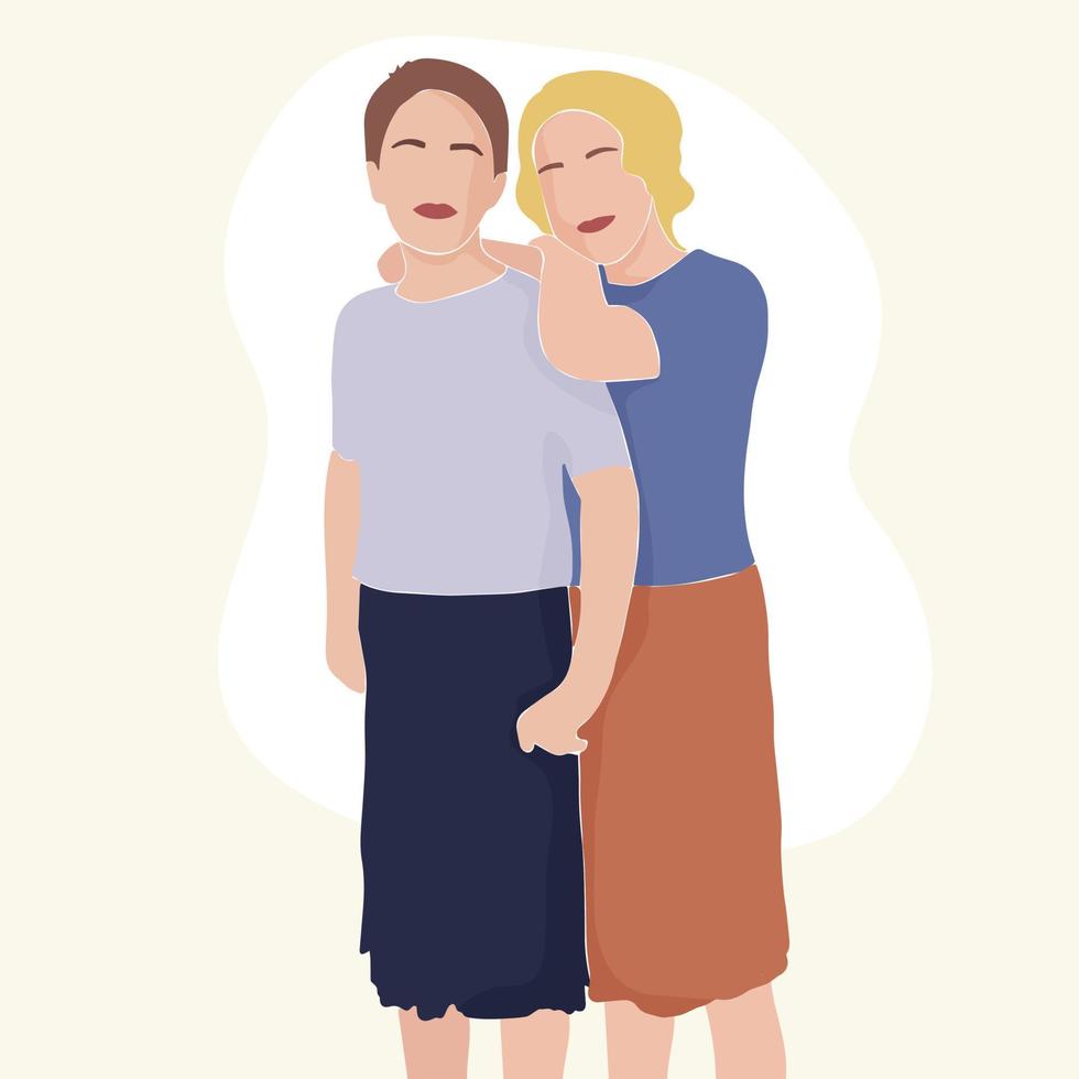 eigentijds abstract portret van twee vrouwen in een minimalistische stijl vector