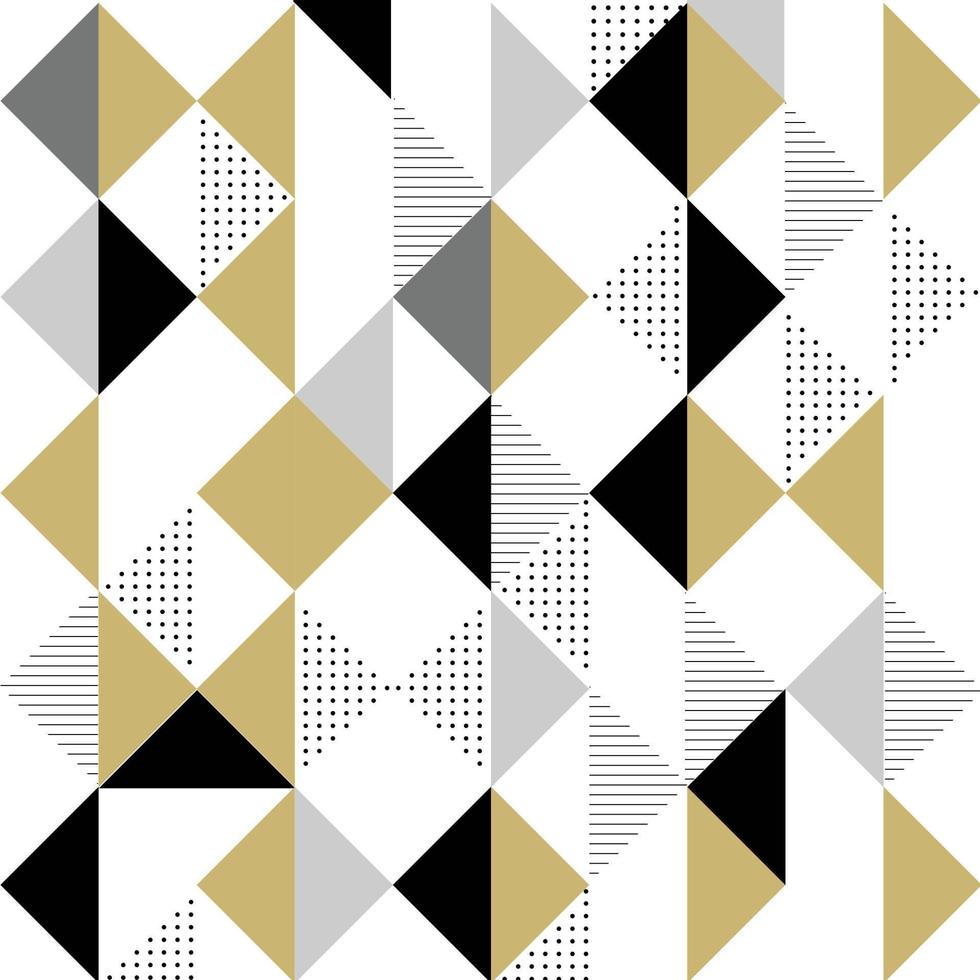 abstract goud en zwart naadloos patroon met driehoeken vector background