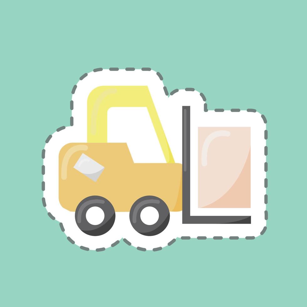 sticker lijn gesneden vorkheftruck. geschikt voor onderwijs symbool. eenvoudig ontwerp bewerkbaar. ontwerp sjabloon vector. eenvoudige illustratie vector