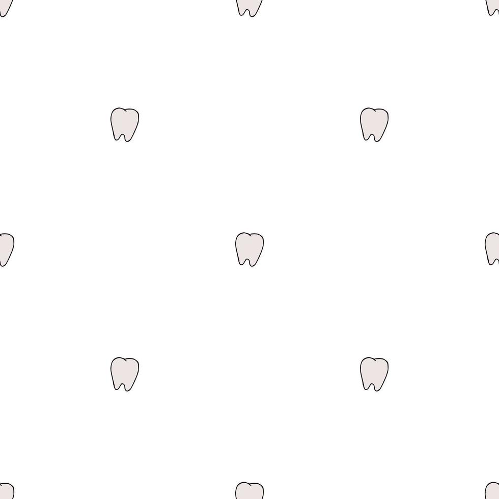 naadloos tandpatroon. gekleurde tandheelkundige achtergrond. doodle vectorillustratie met tand vector