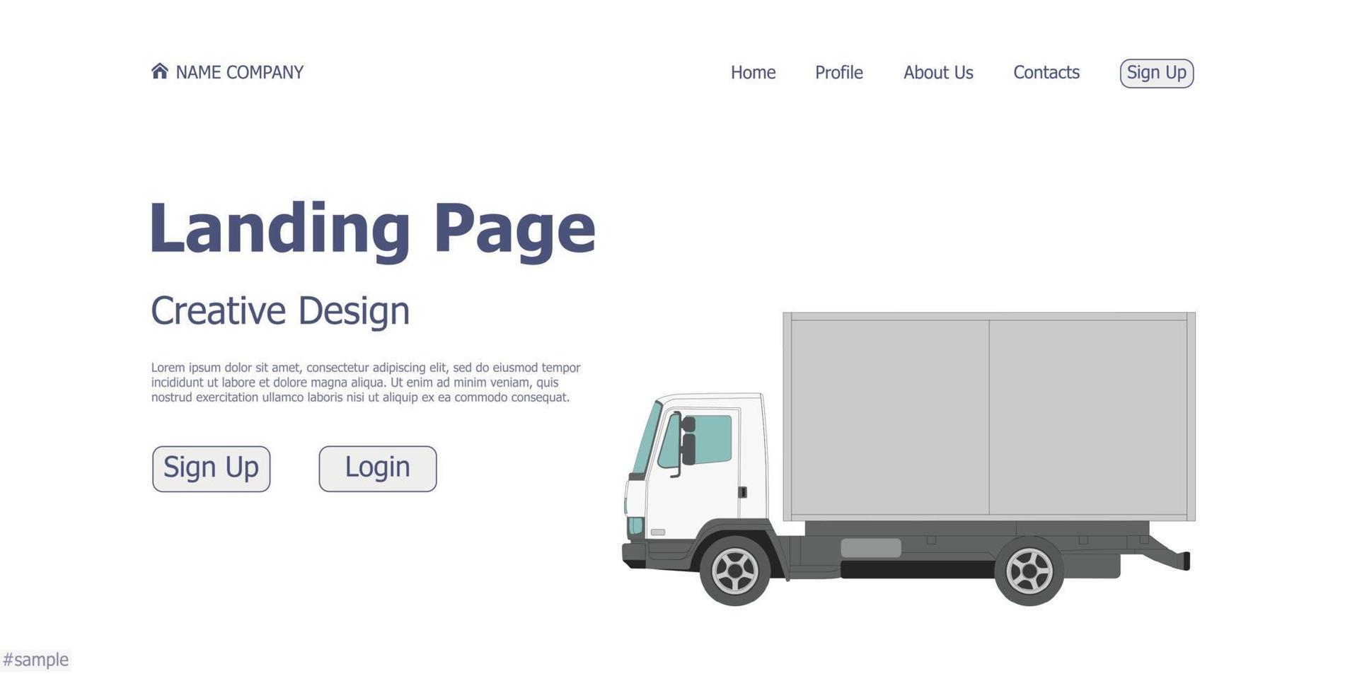conceptontwerp concept transportbedrijf website bestemmingspagina - vector