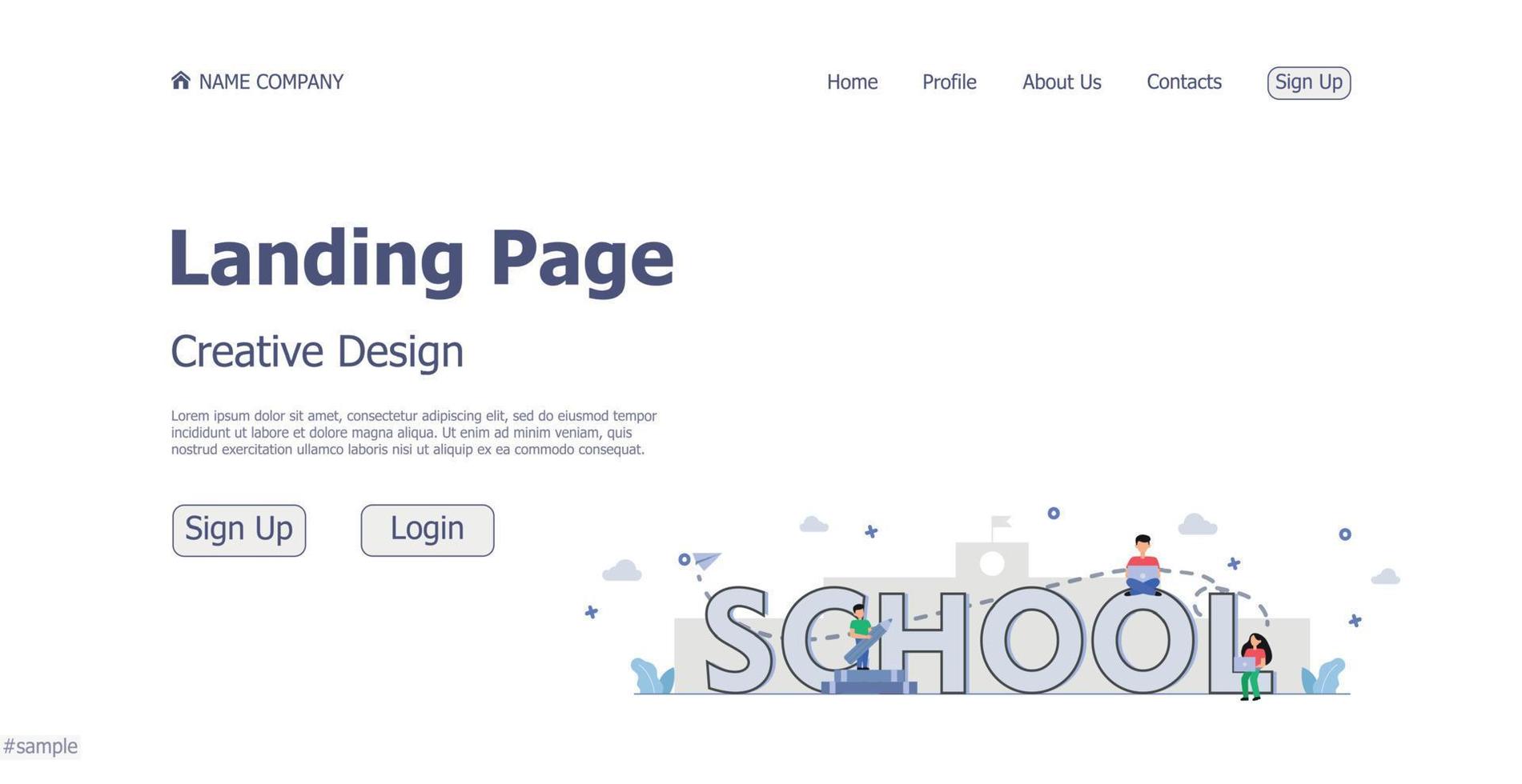 concept ontwerpconcept online school bestemmingspagina website - vector