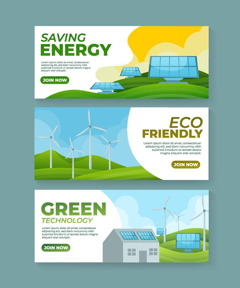 eco groene technologie banner set vector