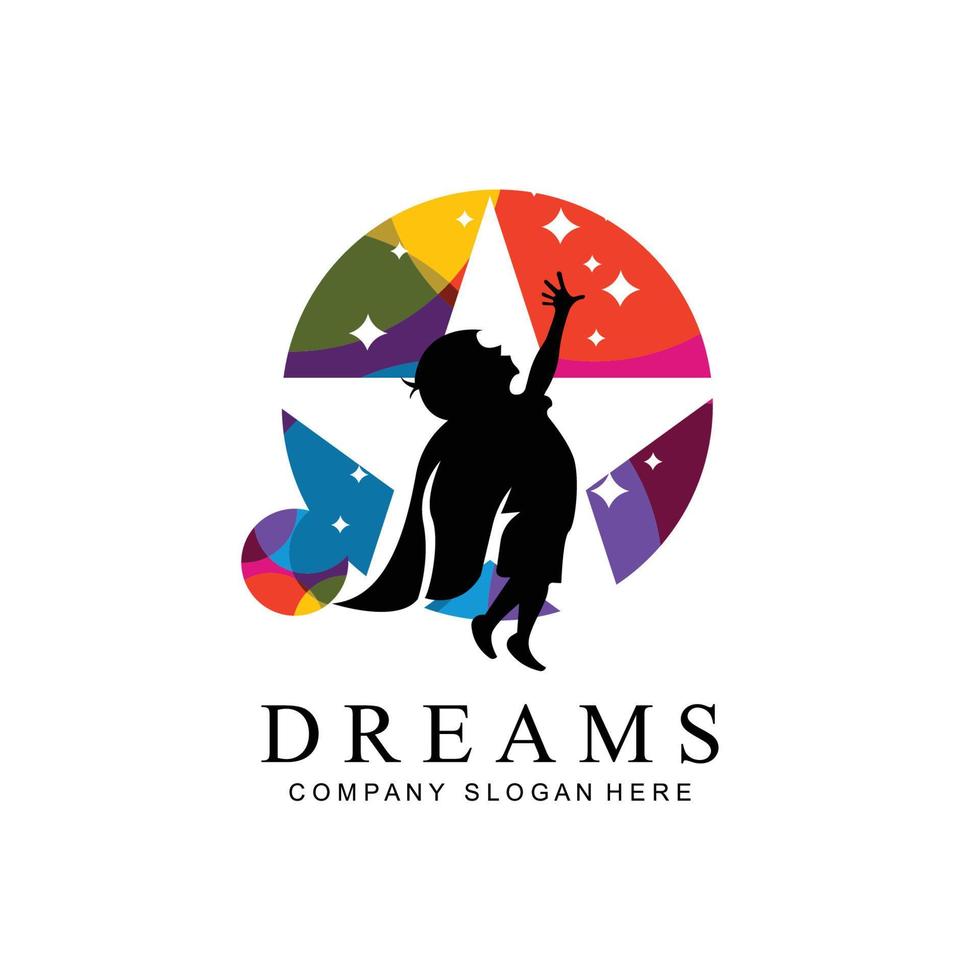 vector pictogram logo bereiken dromen, onderwijs, ster concept, kinderen