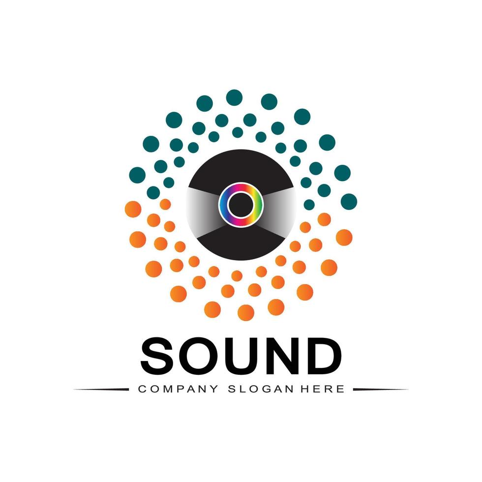 muziek geluidsgolf logo pictogram vector, luidspreker en headset vector
