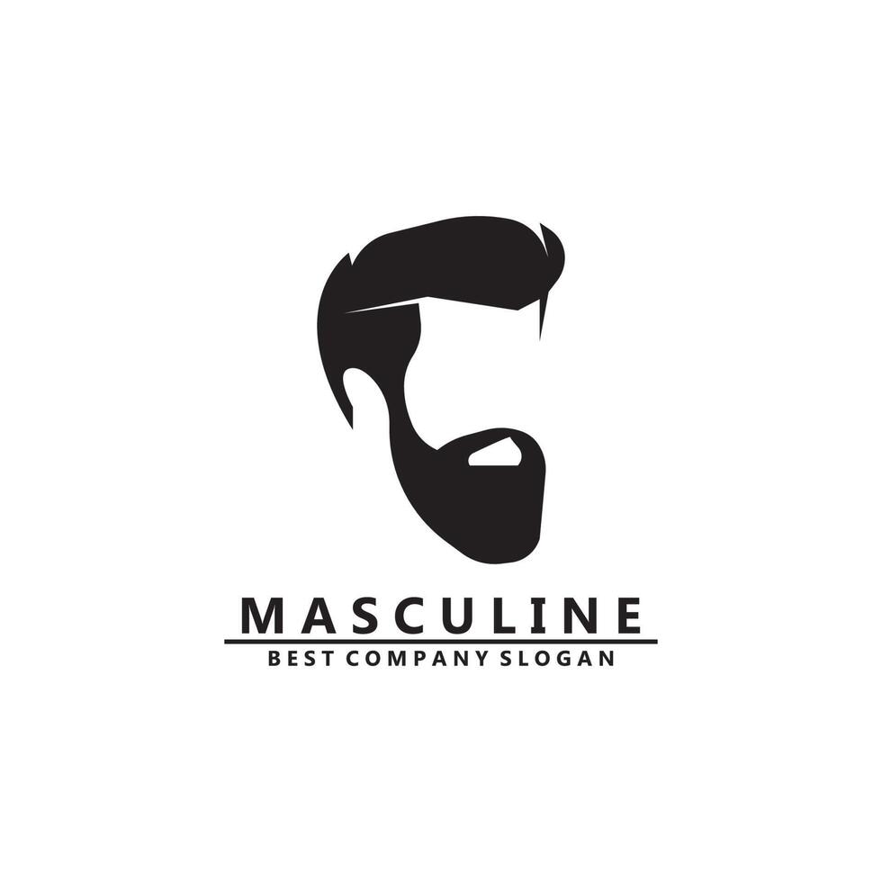 mannelijke man logo pictogram vector met baard, knappe coole waardige verschijning