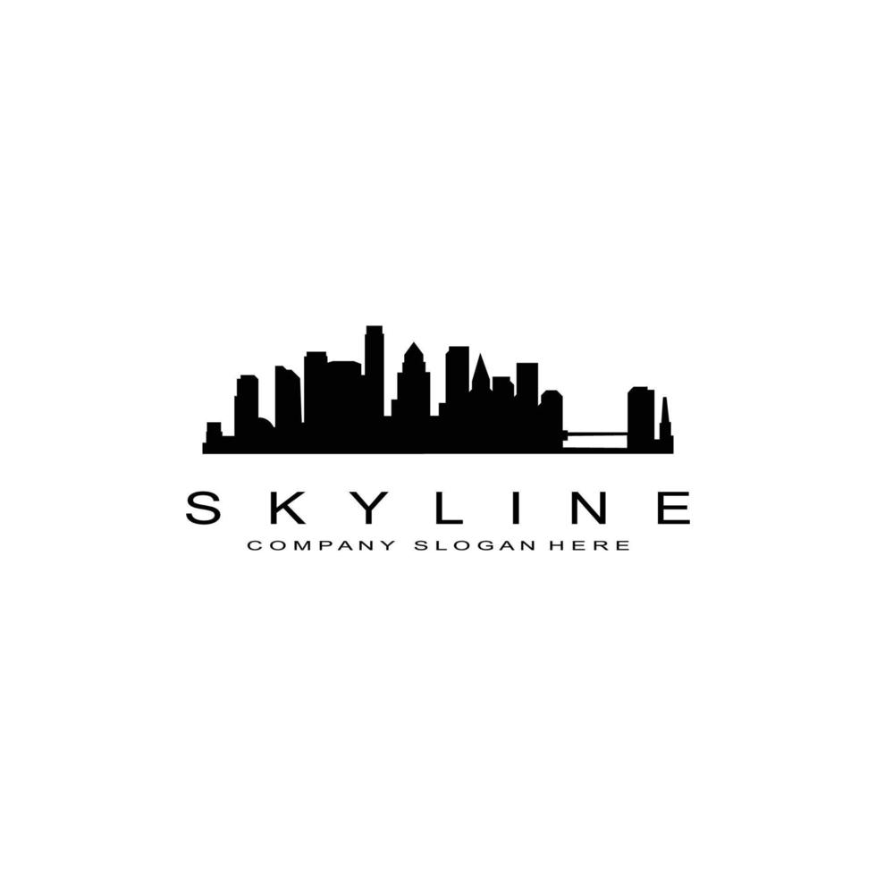 skyline van de stad, wolkenkrabber voor stedelijk onroerend goed gebouw logo ontwerp vector