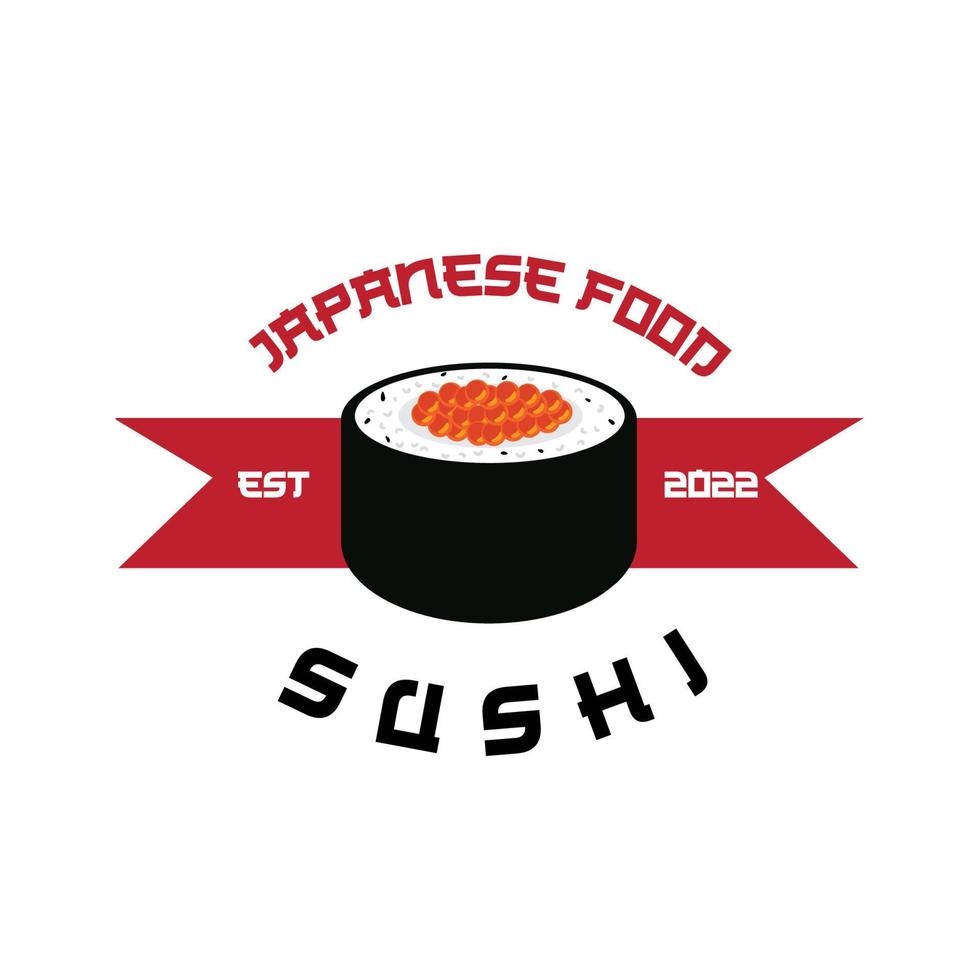 Japanse sushi food logo vector, met een verscheidenheid aan zeevruchten, achtergrondontwerp geschikt voor stickers, zeefdruk, banners, flayers, bedrijven vector