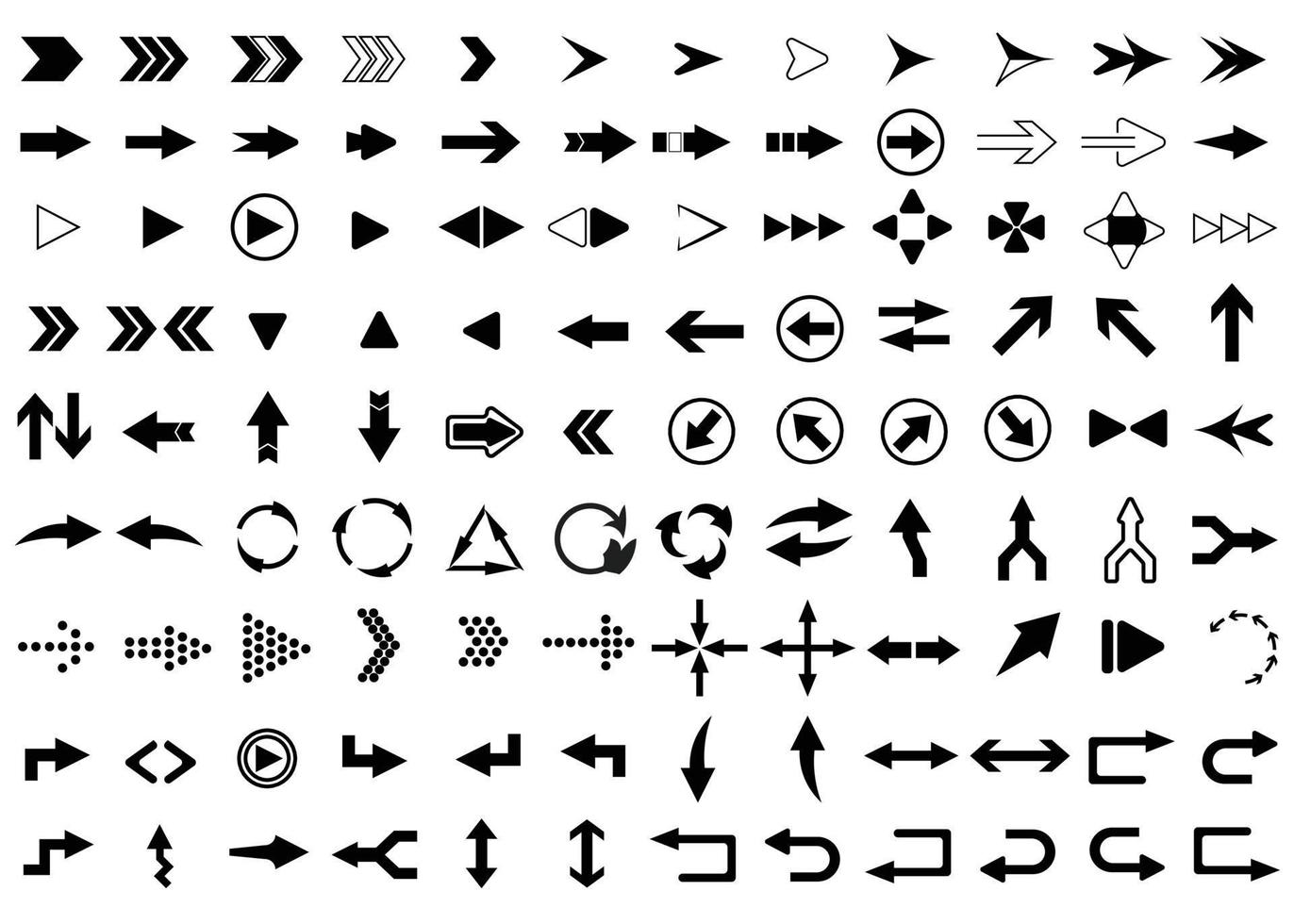 set pijlpictogram zwarte collectie, pijlsymbolen, pictogram vector. vector