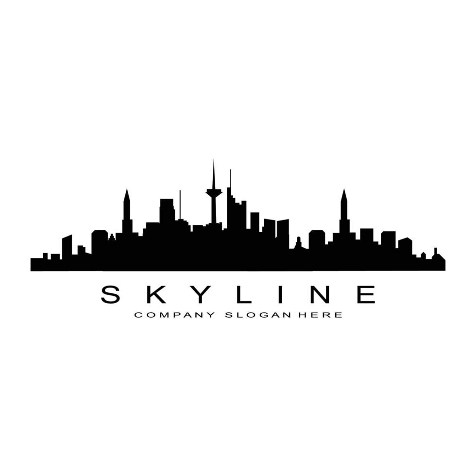 skyline van de stad, wolkenkrabber voor stedelijk onroerend goed gebouw logo ontwerp vector