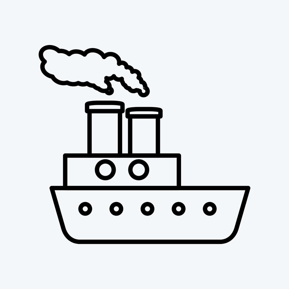 pictogram stoomboot. geschikt voor onderwijs symbool. lijn stijl. eenvoudig ontwerp bewerkbaar. ontwerp sjabloon vector. eenvoudige illustratie vector