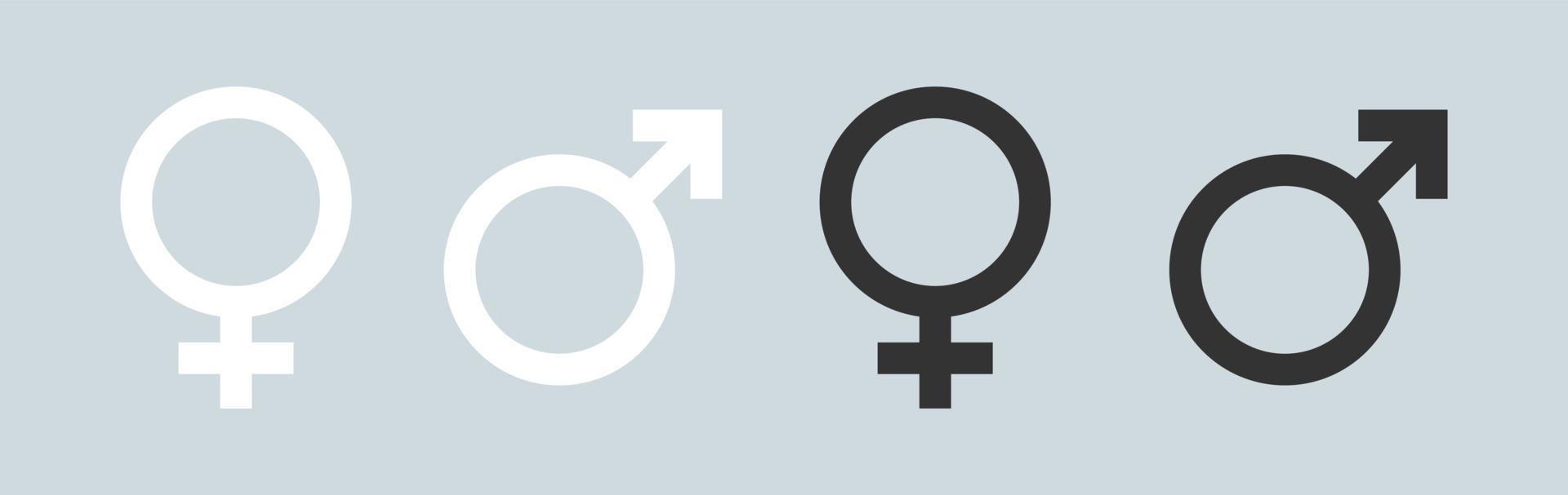 geslacht symbool overzicht pictogramserie. mannelijk en vrouwelijk geslachtsteken zwart en wit. vector