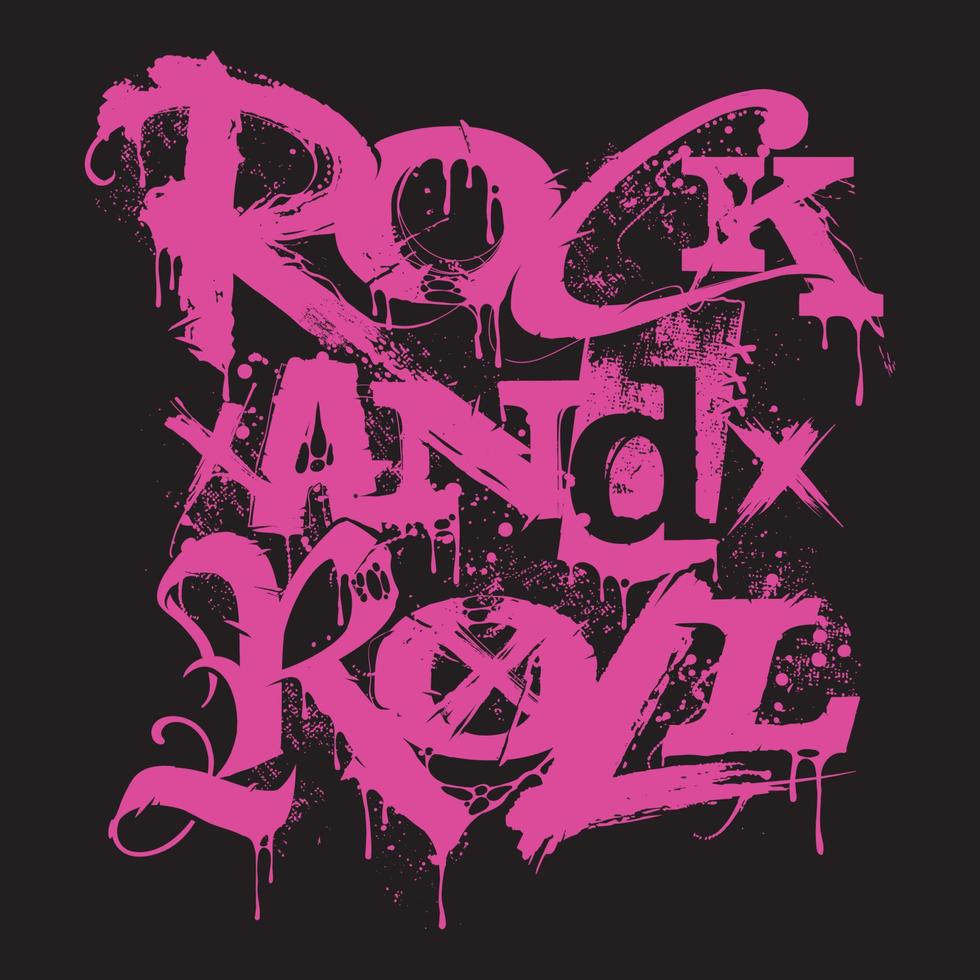 rock'n'roll muziek creatieve belettering grunge stijl, print tee of poster geïsoleerde vector. rock n roll cultuur vintage stijl print stempel t-shirt. vector belettering kunstwerk