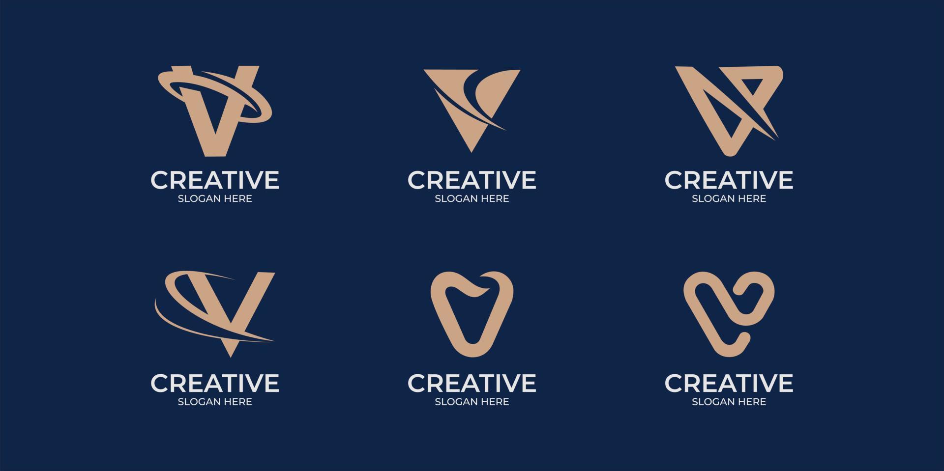 minimalistische lineaire stijl letter v logo set vector