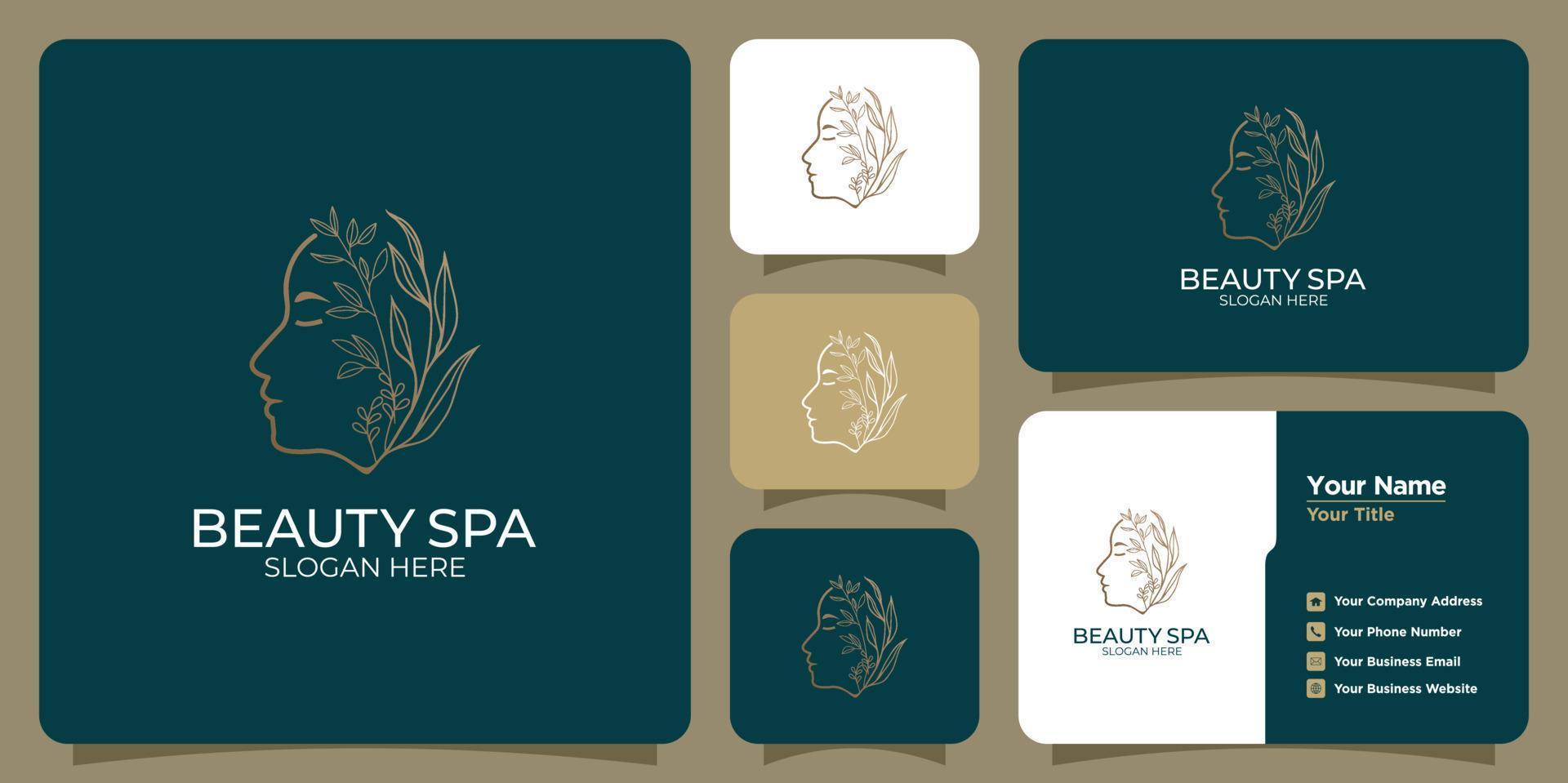 minimalistische schoonheid abstract logo salon en spa silhouet vorm concept logo en visitekaartjesjabloon vector