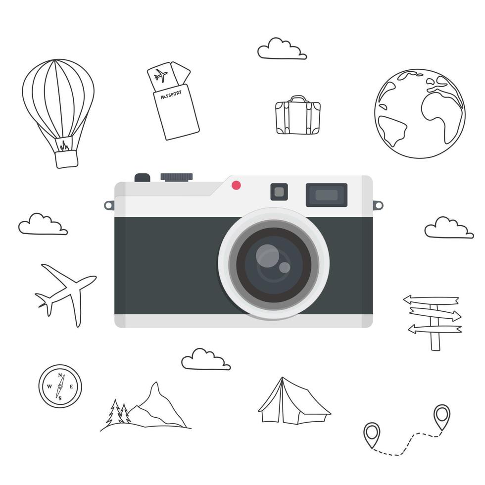 infographics camera reizen en vakantie concept elementen. vector