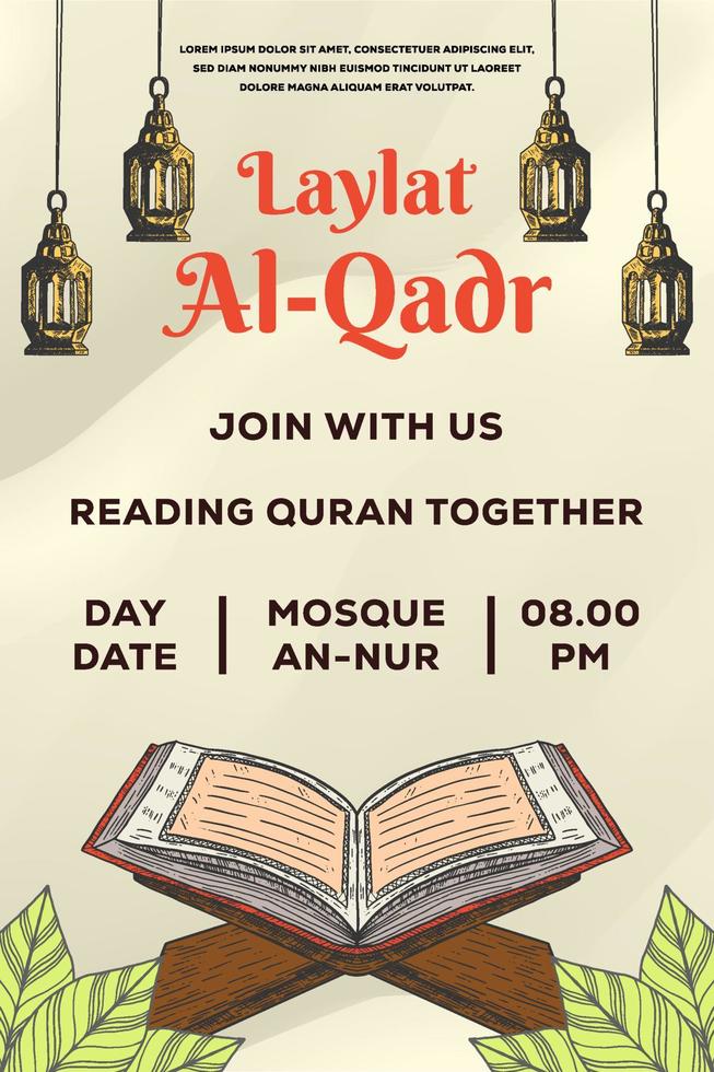 laylat al-qadr verticale banner poster sjabloon vector